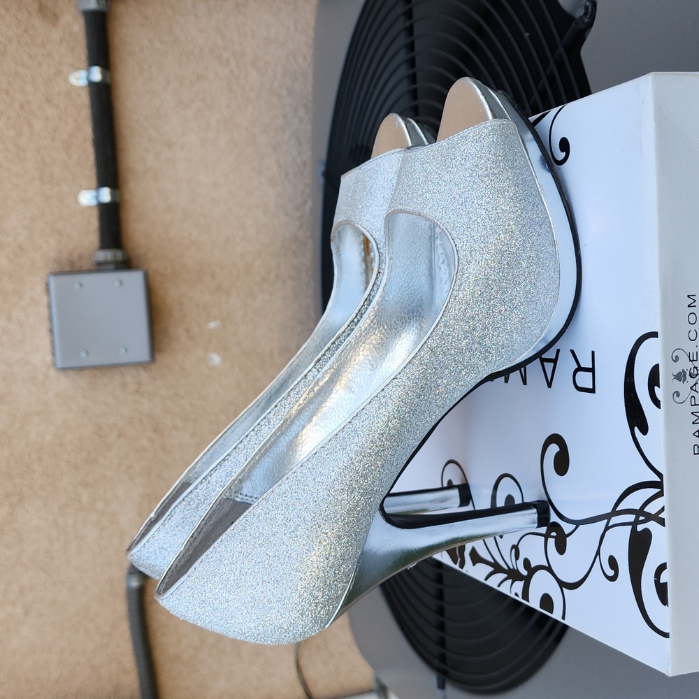 Rampage Gracee Silver Sparkle Heels, 4.5" Heel